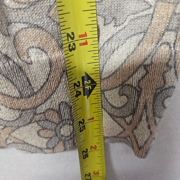 Talbots Beige Metallic Printed Soft Cardigan Sweater - Picture 6 of 7